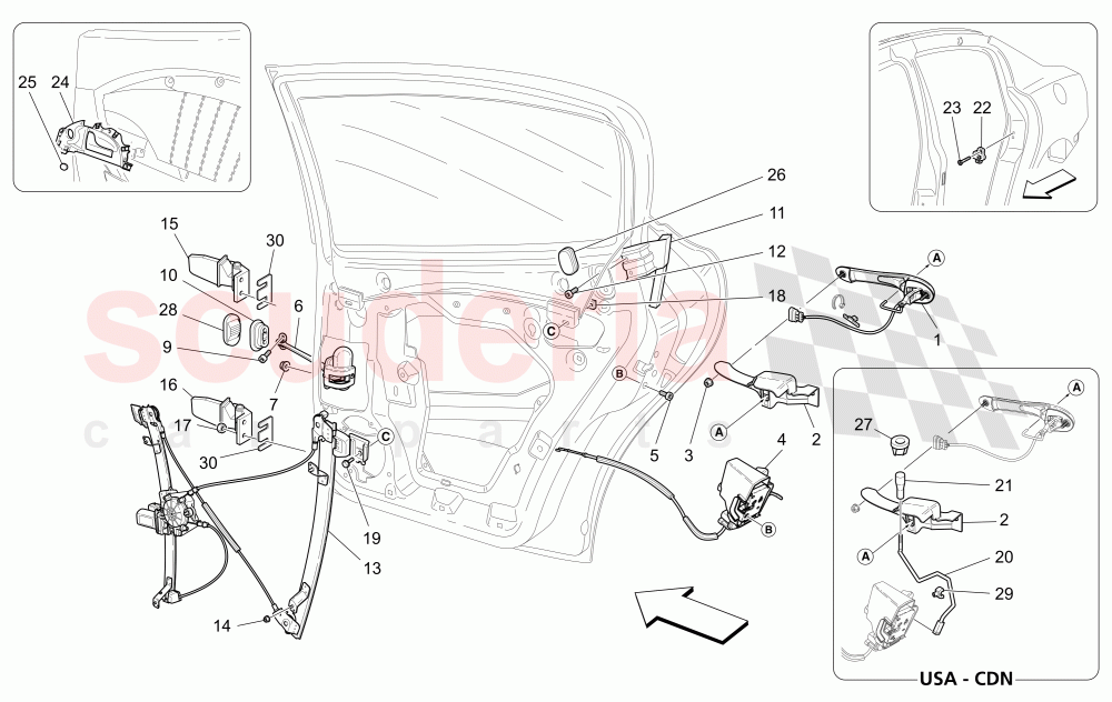 REAR DOORS: MECHANISMS of Maserati Maserati Quattroporte (2009-2012) Sport GTS