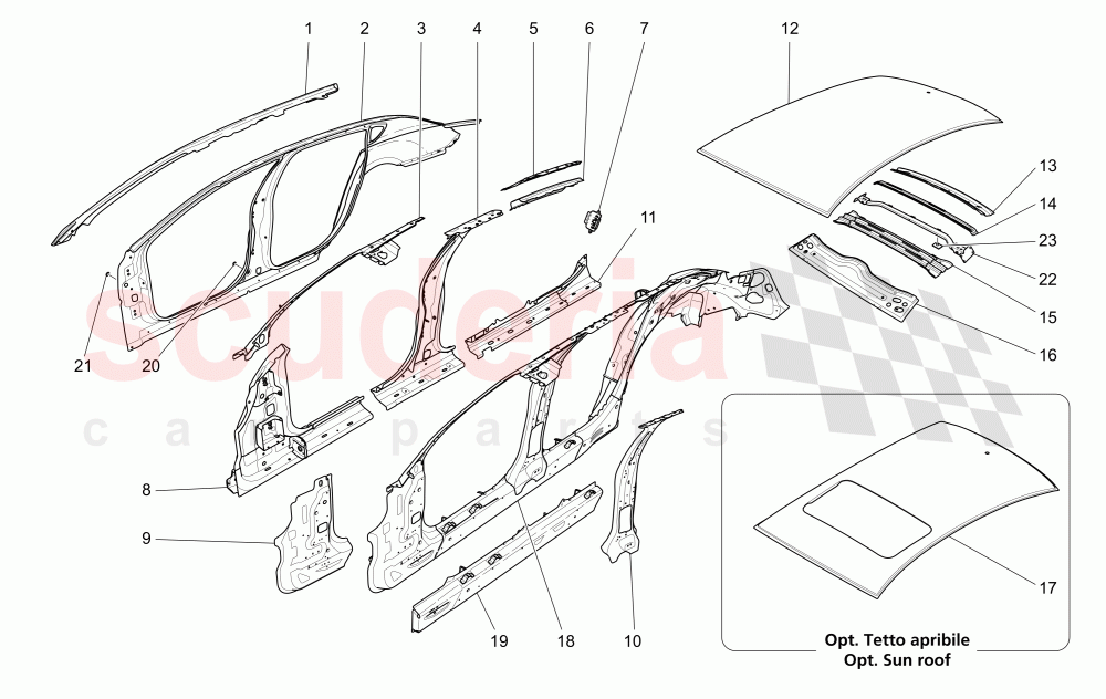 BODYWORK AND CENTRAL OUTER TRIM PANELS of Maserati Maserati Quattroporte (2017+) S V6 410bhp