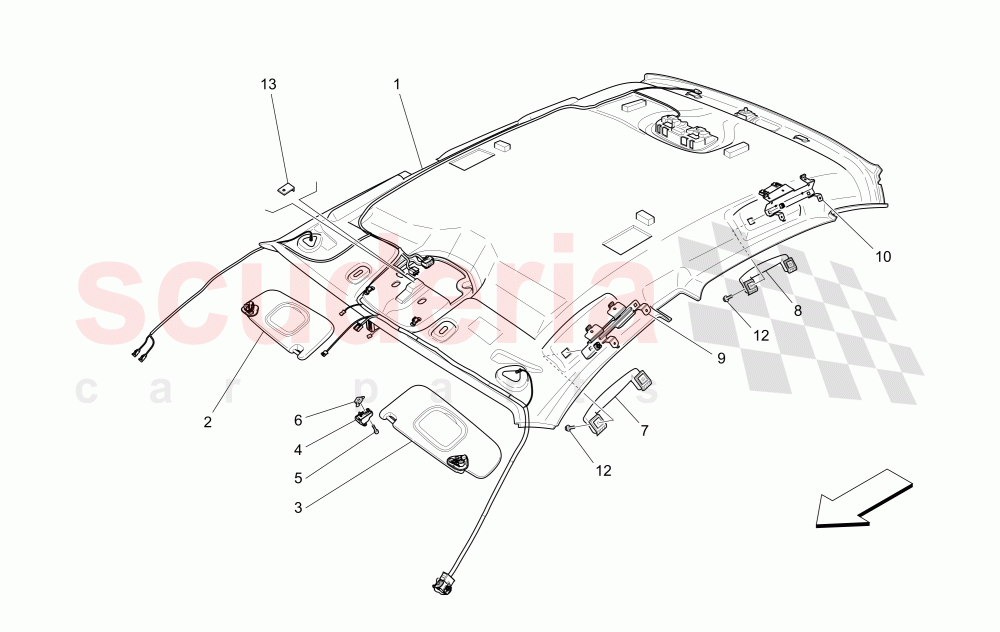 ROOF AND SUN VISORS of Maserati Maserati Quattroporte (2013-2016) S V6 410bhp