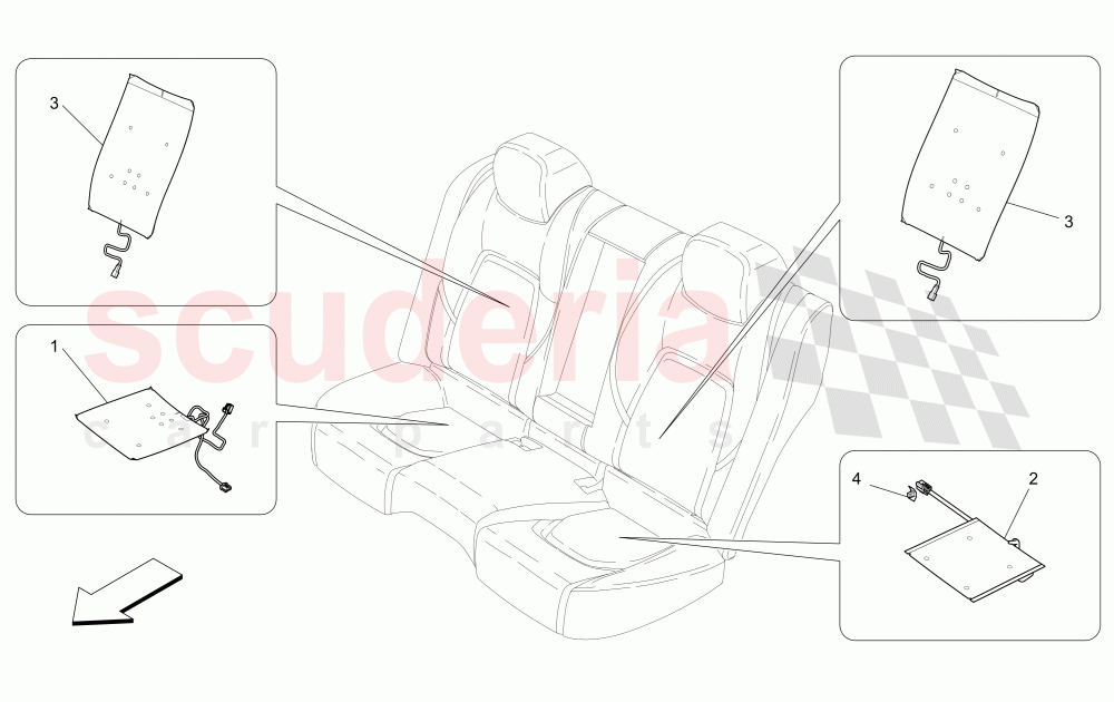 REAR SEATS: MECHANICS AND ELECTRONICS (Not available with: COMFORT-LUXURY REAR SEATS WITH CENTRAL CONSOLE, SPORT 8-WAY POWER FRONT SEATS, 12 WAYS WITH MEMORIES FOR LEVANTE MY18/19, SPORT EQUIPMENT) of Maserati Maserati Quattroporte (2013-2016) S Q4