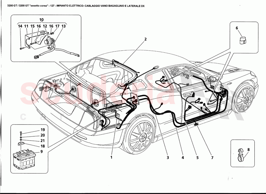 ELECTRICAL SYSTEM: BOOT AND RH SIDE HARNESS of Maserati Maserati 3200 GT / Assetto Corsa