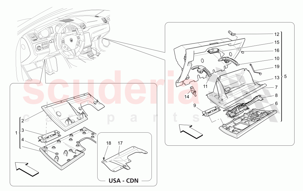 GLOVE COMPARTMENTS of Maserati Maserati GranTurismo (2017+) Sport Auto