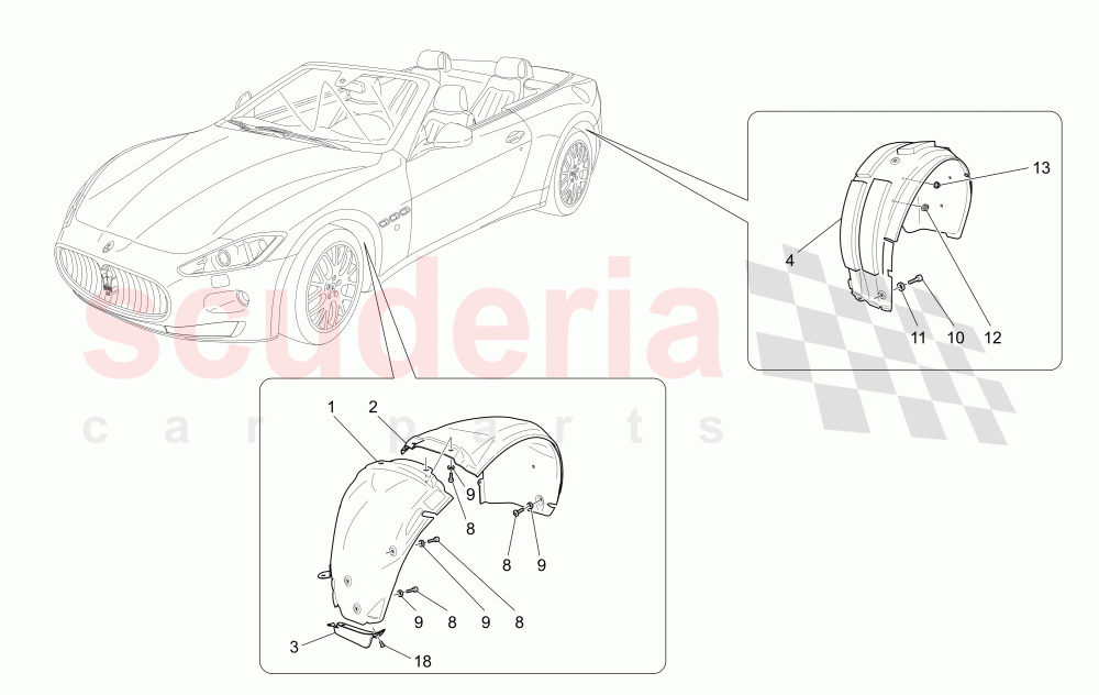 WHEELHOUSE AND LIDS of Maserati Maserati GranCabrio (2011-2012) Sport