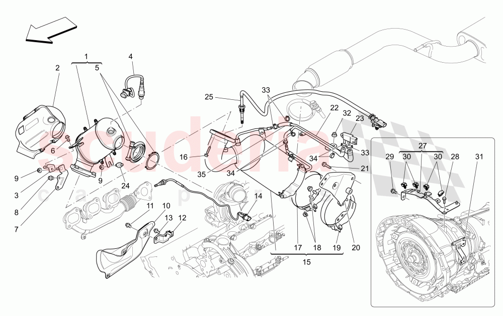 PRE-CATALYTIC CONVERTERS AND CATALYTIC CONVERTERS (Available with: EURO 6Not available with: EURO 5) of Maserati Maserati Quattroporte (2013-2016) Diesel