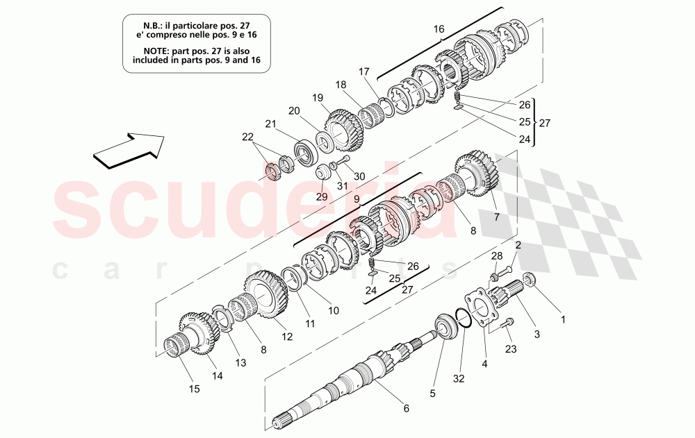 MAIN SHAFT GEARS (Available with: "Spyder 90th Anniversary" Version) of Maserati Maserati 4200 Spyder (2005-2007) CC