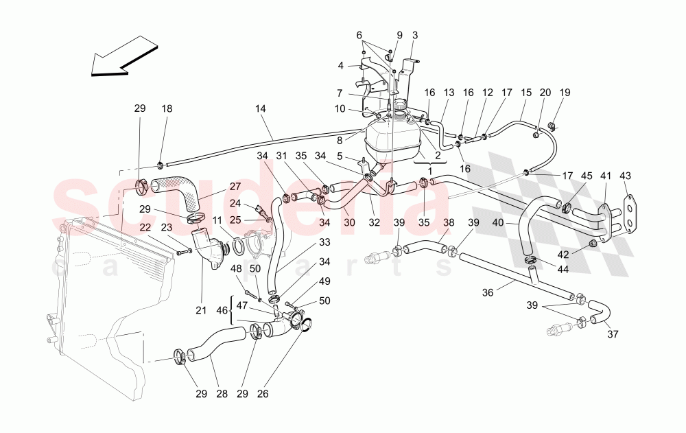 COOLING SYSTEM: NOURICE AND LINES (Available with: "Spyder 90th Anniversary" Version) of Maserati Maserati 4200 Spyder (2005-2007) CC