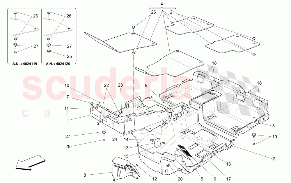 PASSENGER COMPARTMENT MATS of Maserati Maserati Quattroporte (2013-2016) S Q4