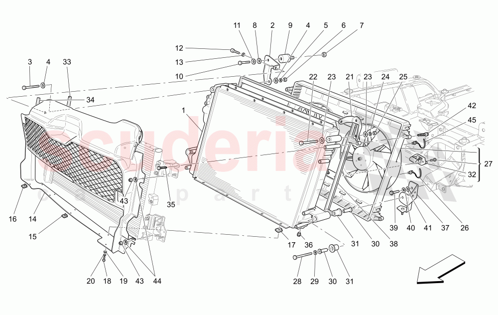 COOLING: AIR RADIATORS AND DUCTS of Maserati Maserati Quattroporte (2009-2012) Sport GTS