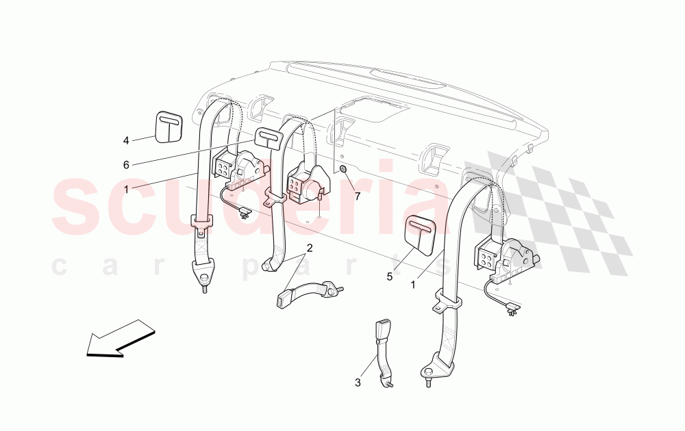 REAR SEAT BELTS of Maserati Maserati Quattroporte (2008-2012) 4.2