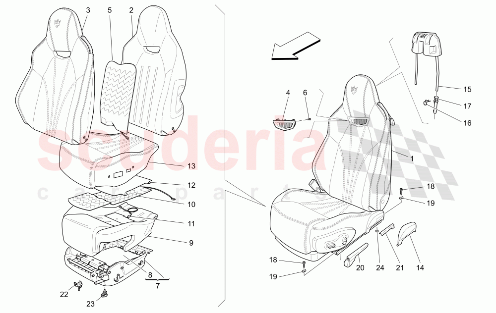 FRONT SEATS: TRIM PANELS (Available with: Special EditionNot available with: CENTENNIAL INTERNALS) of Maserati Maserati GranTurismo (2017+) Special Edition Auto