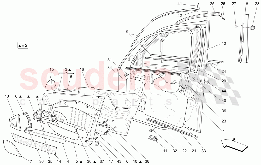 FRONT DOORS: TRIM PANELS of Maserati Maserati Quattroporte (2009-2012) Sport GTS