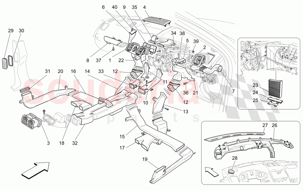 A/C UNIT: DIFFUSION of Maserati Maserati Quattroporte (2003-2007) Auto