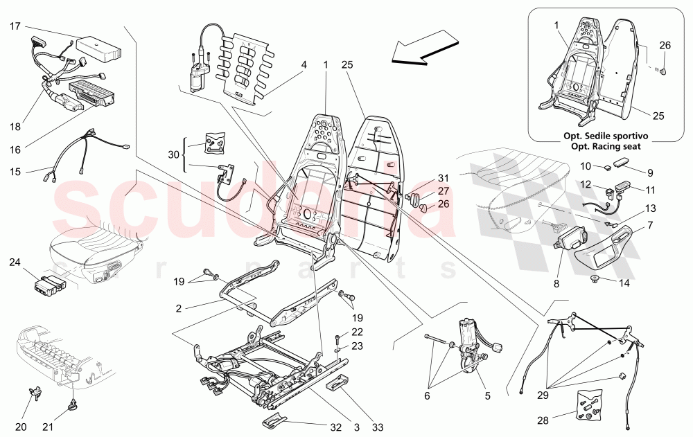 FRONT SEATS: MECHANICS AND ELECTRONICS of Maserati Maserati 4200 Coupe (2005-2007) CC