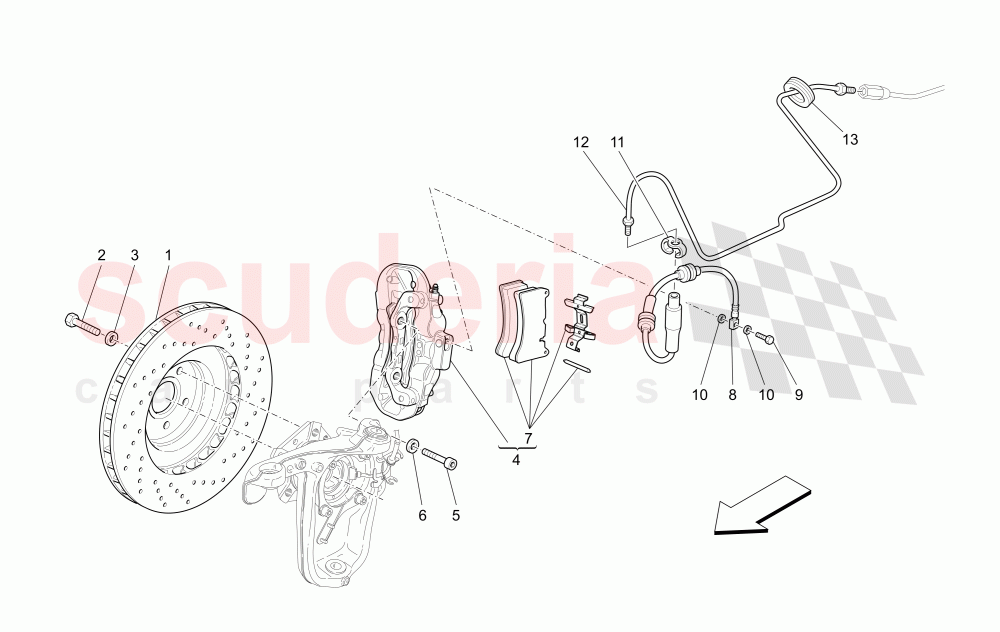 BRAKING DEVICES ON FRONT WHEELS (Not available with: Special Edition) of Maserati Maserati GranCabrio (2011-2012) Sport