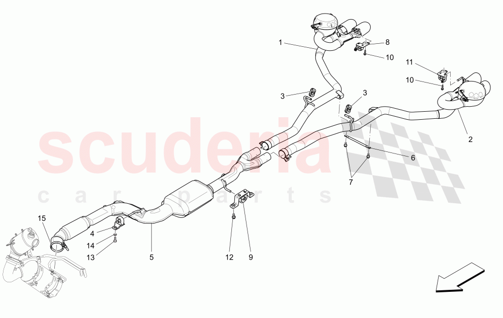 SILENCERS (Available with: EURO 6Not available with: EURO 5) of Maserati Maserati Quattroporte (2013-2016) Diesel