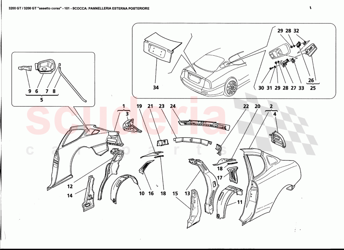 BODY SHEEL: REAR OUTER PANELS of Maserati Maserati 3200 GT / Assetto Corsa
