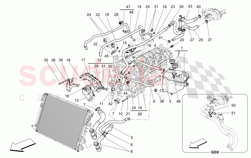 COOLING SYSTEM: NOURICE AND LINES of Maserati Maserati Ghibli (2014-2016)