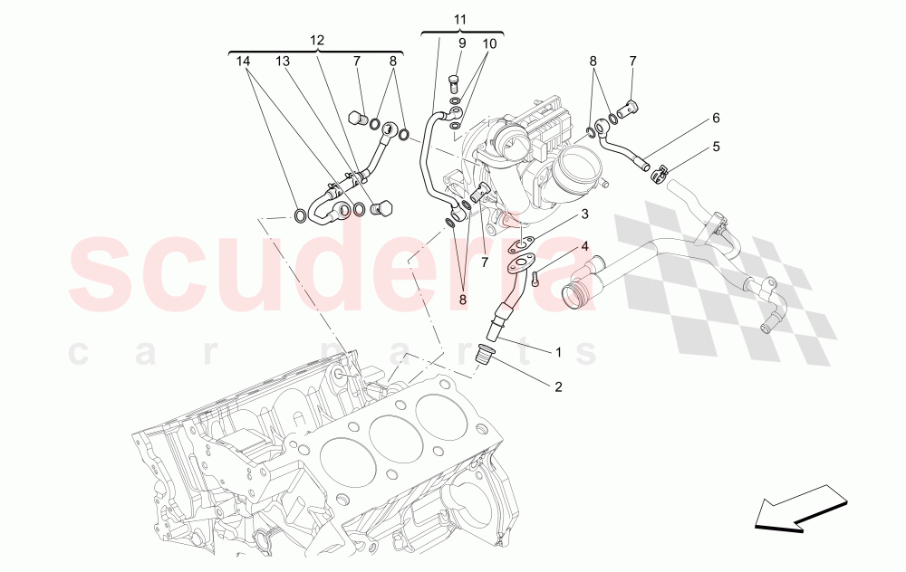 TURBOCHARGING SYSTEM: LUBRICATION AND COOLING of Maserati Maserati Quattroporte (2013-2016) Diesel