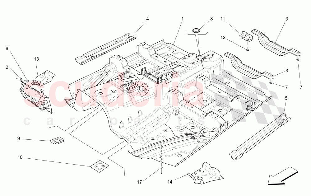 CENTRAL STRUCTURAL FRAMES AND SHEET PANELS of Maserati Maserati Levante (2017+)