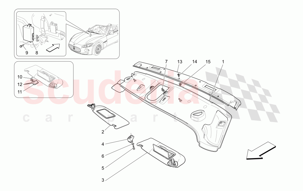 ROOF AND SUN VISORS (Not available with: CENTENNIAL INTERNALS, Special Edition) of Maserati Maserati GranCabrio (2013+) Sport