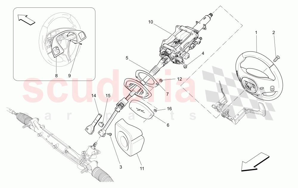 STEERING COLUMN AND STEERING WHEEL UNIT of Maserati Maserati Quattroporte (2017+) S V6 410bhp