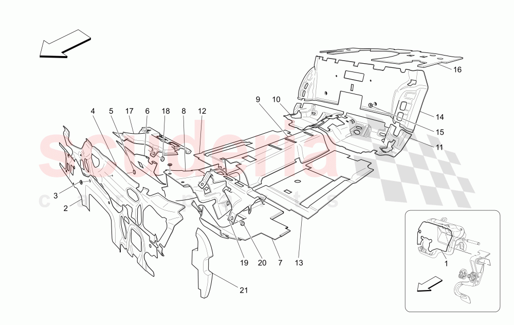 SOUND-PROOFING PANELS INSIDE THE VEHICLE of Maserati Maserati GranTurismo (2017+) Sport Auto