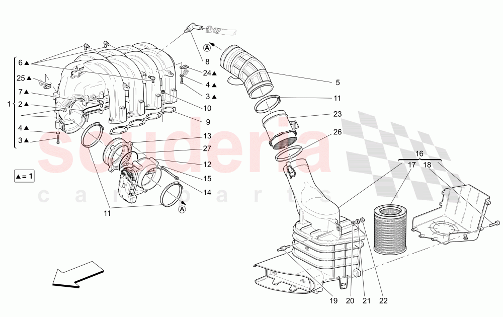 INTAKE MANIFOLD AND THROTTLE BODY of Maserati Maserati 4200 Coupe (2002-2004) CC