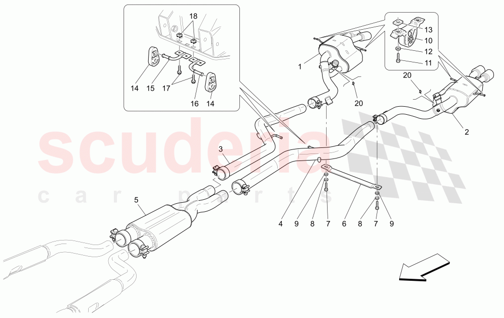 SILENCERS of Maserati Maserati Quattroporte (2003-2007) Auto