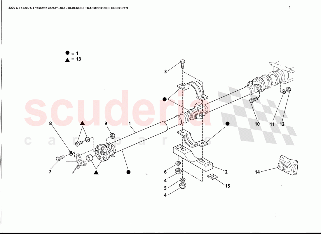 PROPELLER SHAFT AND CARRIER of Maserati Maserati 3200 GT / Assetto Corsa