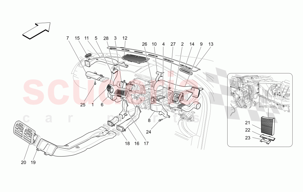 A/C UNIT: DIFFUSION (Not available with: Special Edition) of Maserati Maserati GranTurismo (2007-2010) Auto