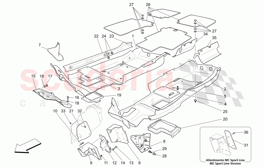 PASSENGER COMPARTMENT MATS (Available with: Special EditionNot available with: CENTENNIAL INTERNALS) of Maserati Maserati GranTurismo (2017+) Special Edition CC