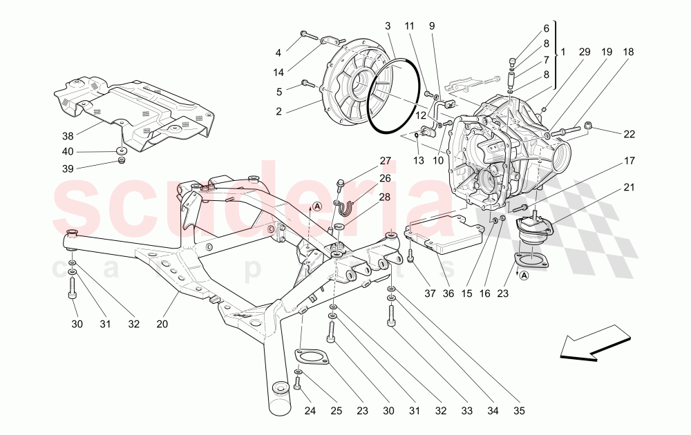 DIFFERENTIAL BOX AND REAR UNDERBODY of Maserati Maserati 4200 Coupe (2002-2004) GT