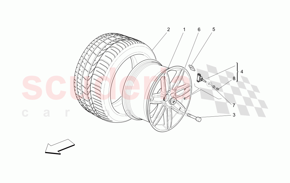 WHEELS AND TYRES (Not available with: EXTERIOR BLACK KIT FULL (FRONT GRILLE FRAME, DOOR HANDLE, DOOR MIRRORS COVER)) of Maserati Maserati Ghibli (2014-2016) S Q4