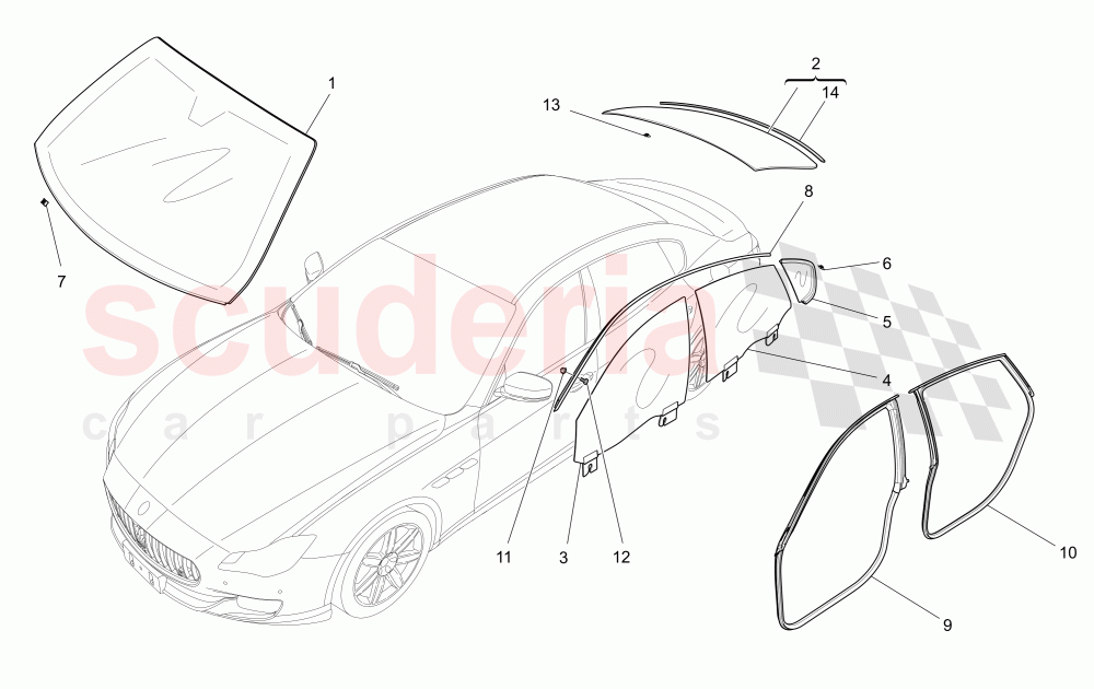 WINDOWS AND WINDOW STRIPS of Maserati Maserati Quattroporte (2013-2016) Diesel