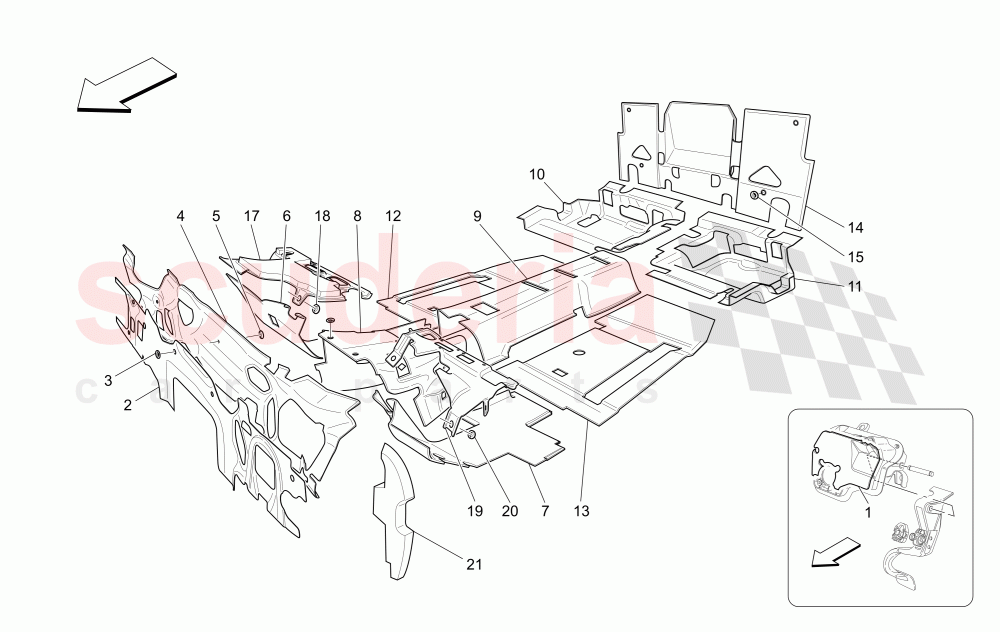 SOUND-PROOFING PANELS INSIDE THE VEHICLE of Maserati Maserati GranCabrio (2016+) MC Centennial