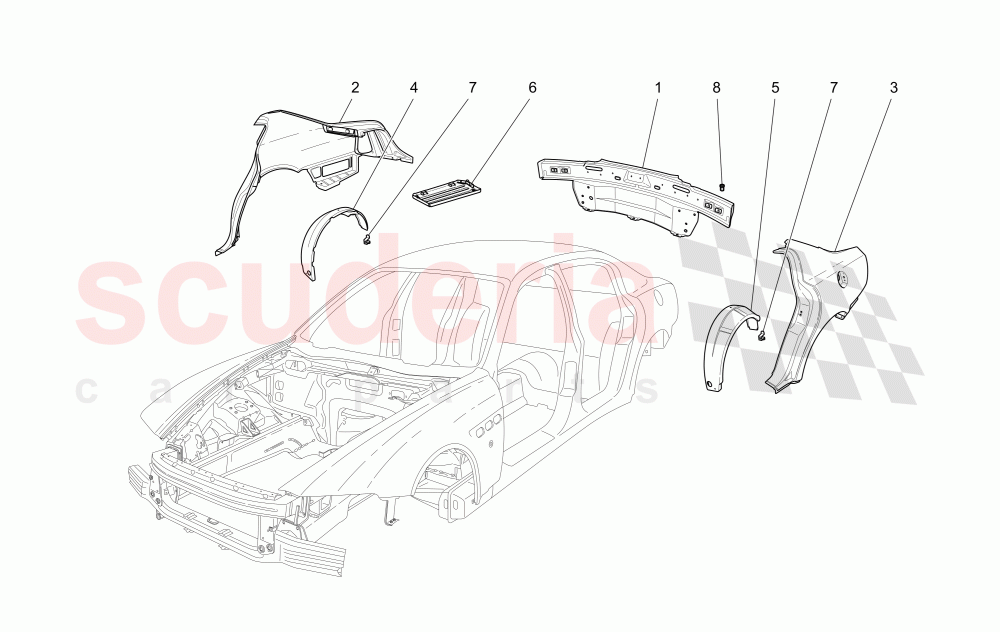 BODYWORK AND REAR OUTER TRIM PANELS of Maserati Maserati Quattroporte (2008-2012) 4.2