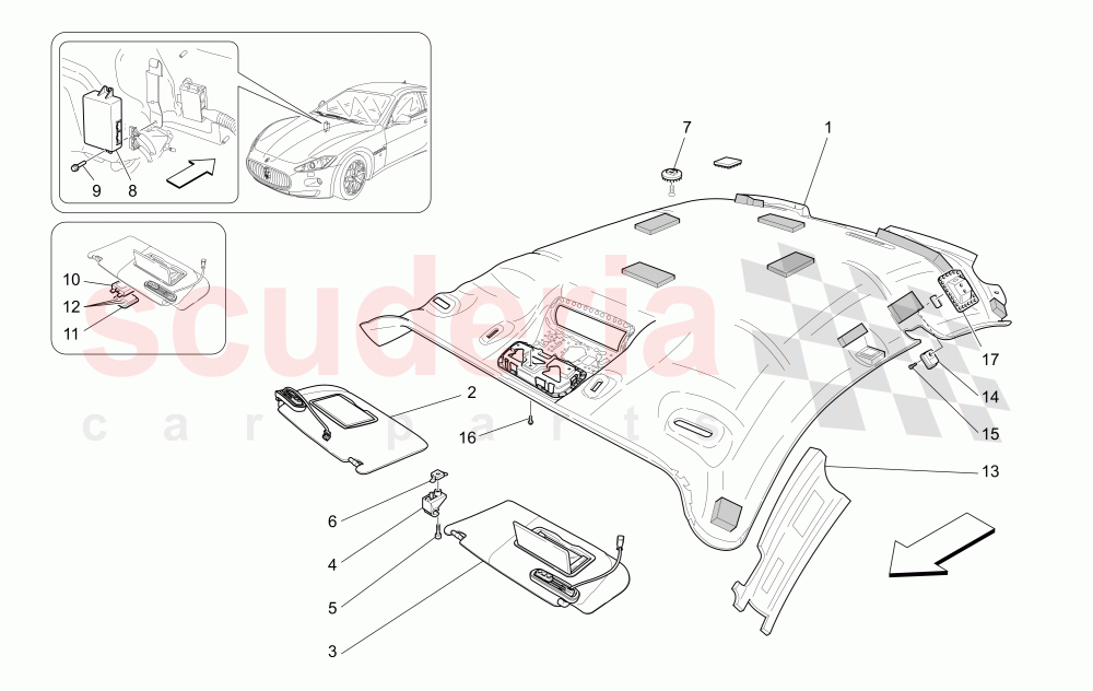 ROOF AND SUN VISORS (Not available with: CENTENNIAL INTERNALS, Special Edition) of Maserati Maserati GranTurismo (2012-2016) Sport CC