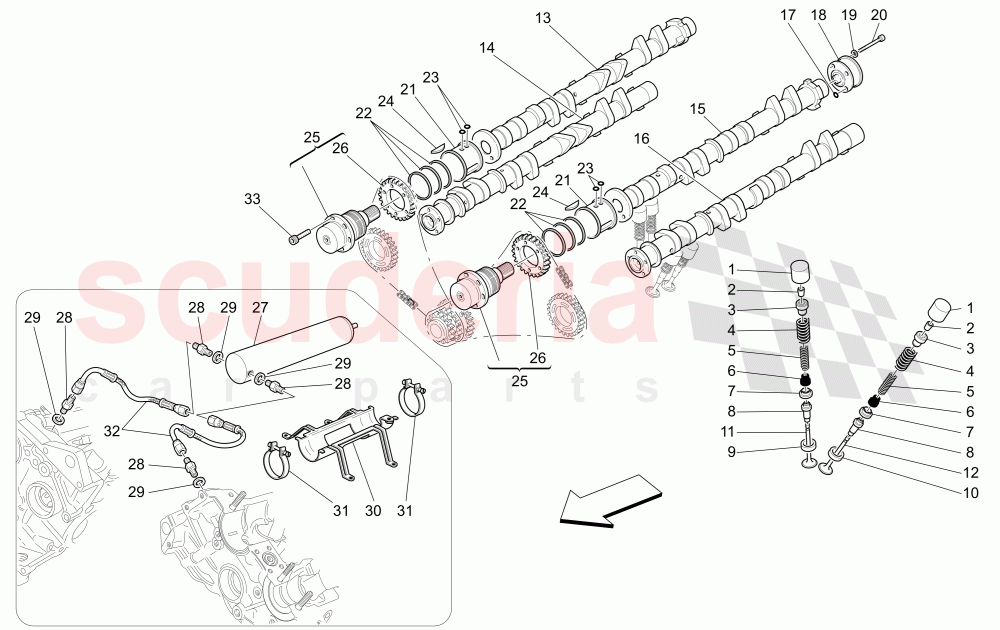 TIMING - SHAFTS AND VALVES of Maserati Maserati 4200 Coupe (2005-2007) CC