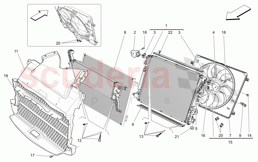 COOLING: AIR RADIATORS AND DUCTS of Maserati Maserati Quattroporte (2013+) GTS