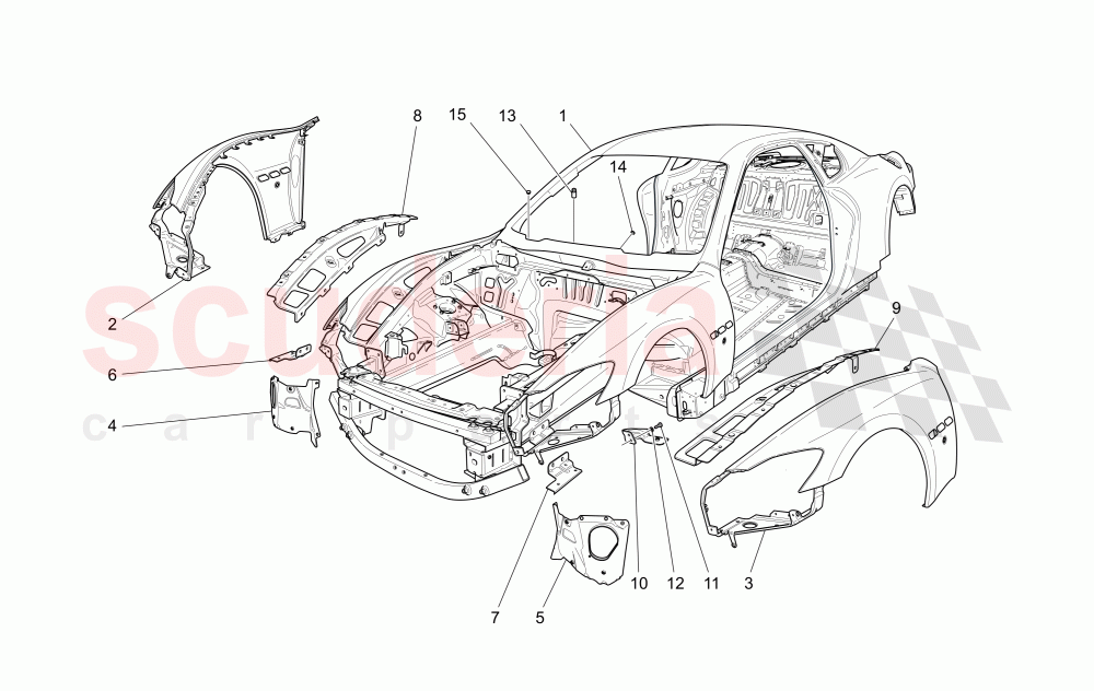 BODYWORK AND FRONT OUTER TRIM PANELS of Maserati Maserati GranTurismo (2017+) Sport Auto