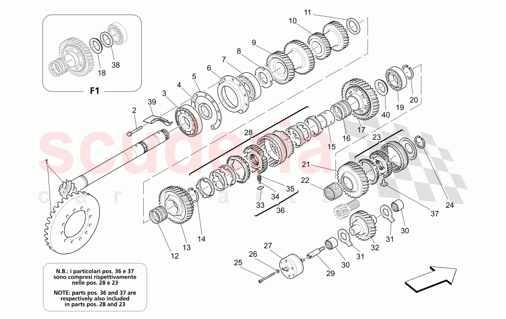 LAY SHAFT GEARS of Maserati Maserati 4200 Coupe (2005-2007) CC