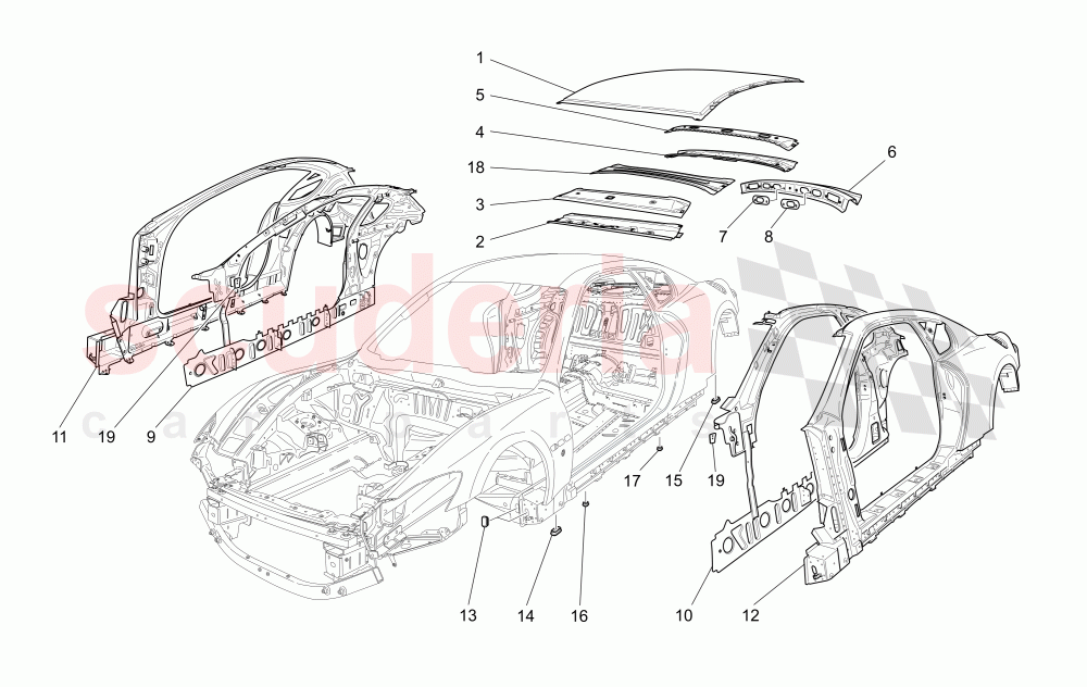 BODYWORK AND CENTRAL OUTER TRIM PANELS of Maserati Maserati GranTurismo (2017+) Sport Auto