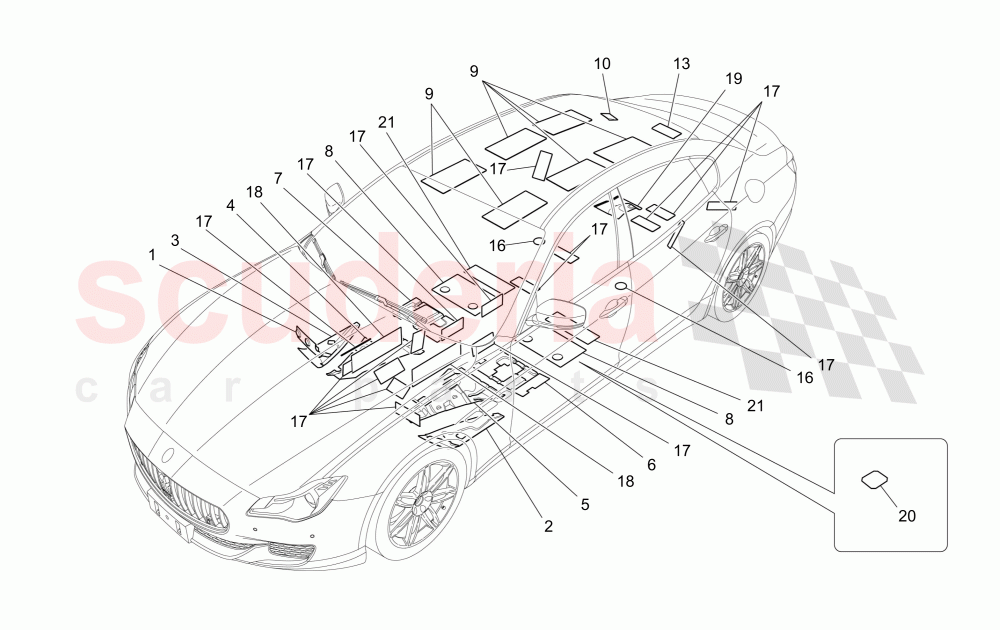 SOUND-PROOFING PANELS INSIDE THE VEHICLE of Maserati Maserati Quattroporte (2013-2016) S Q4