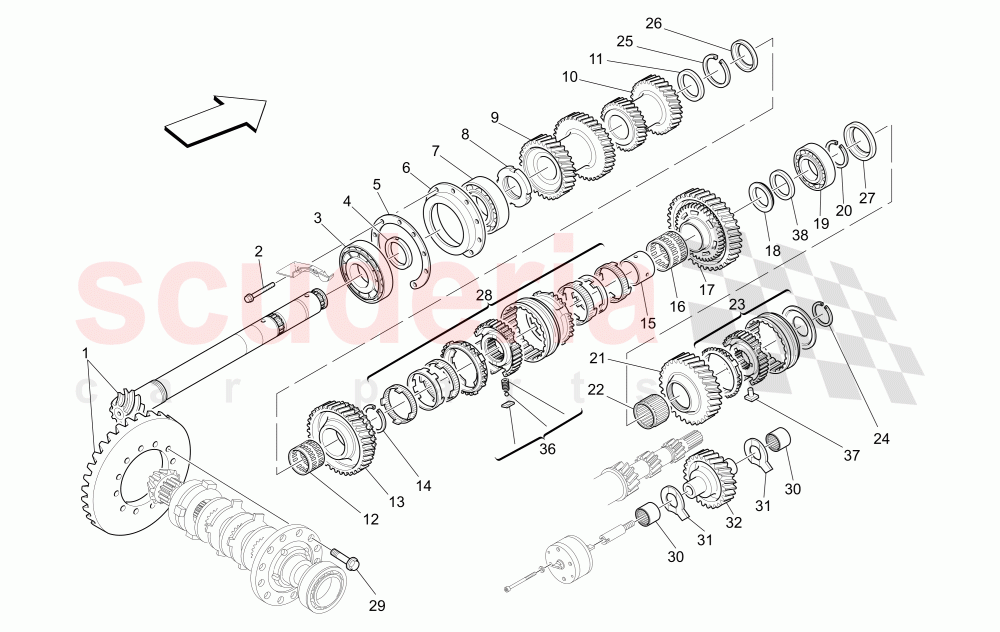 LAY SHAFT GEARS of Maserati Maserati GranTurismo (2011-2012) S