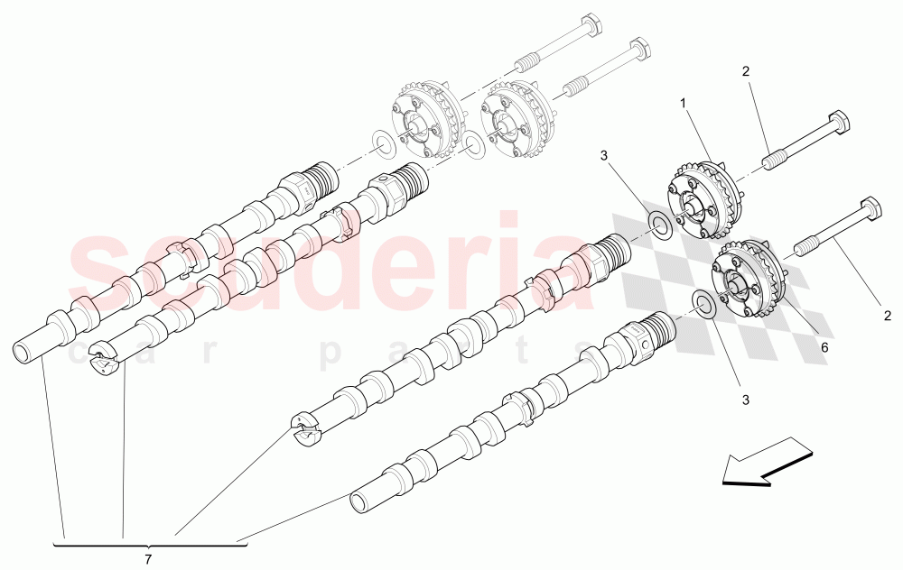 LH CYLINDER HEAD CAMSHAFTS of Maserati Maserati Quattroporte (2013+) GTS