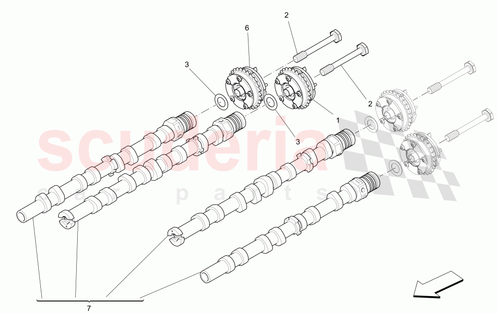 RH CYLINDER HEAD CAMSHAFTS of Maserati Maserati Quattroporte (2013+) GTS