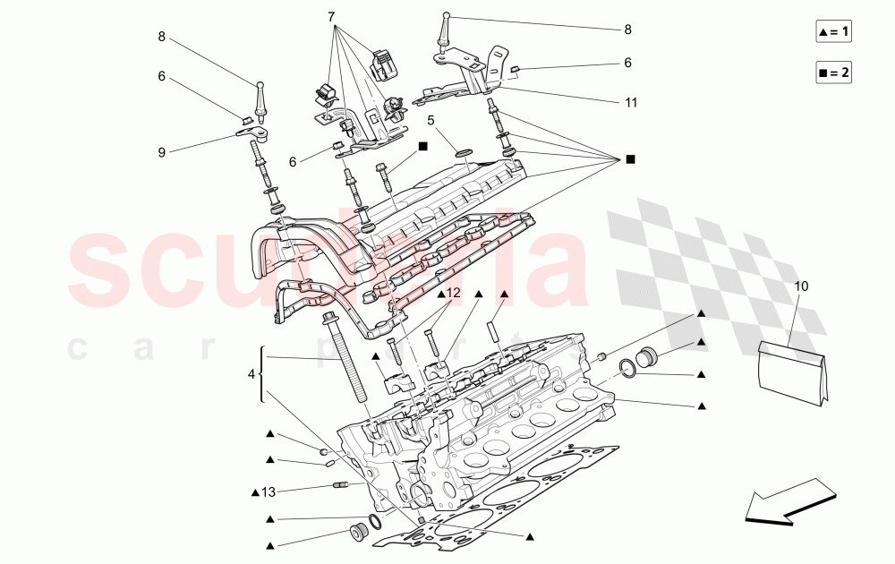 RH CYLINDER HEAD of Maserati Maserati Ghibli (2014-2016) Diesel