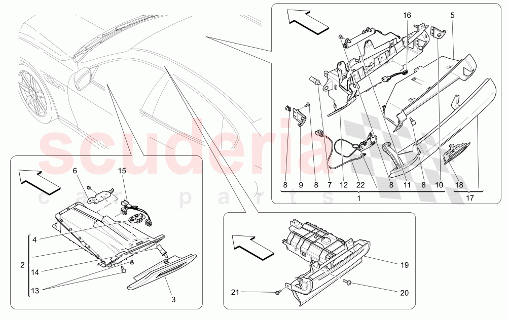 GLOVE COMPARTMENTS of Maserati Maserati Quattroporte (2017+) Diesel