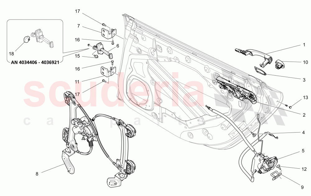 REAR DOORS: MECHANISMS (Not available with: CENTRALIZED ELECTRICAL LOCKING) of Maserati Maserati Quattroporte (2013+) GTS