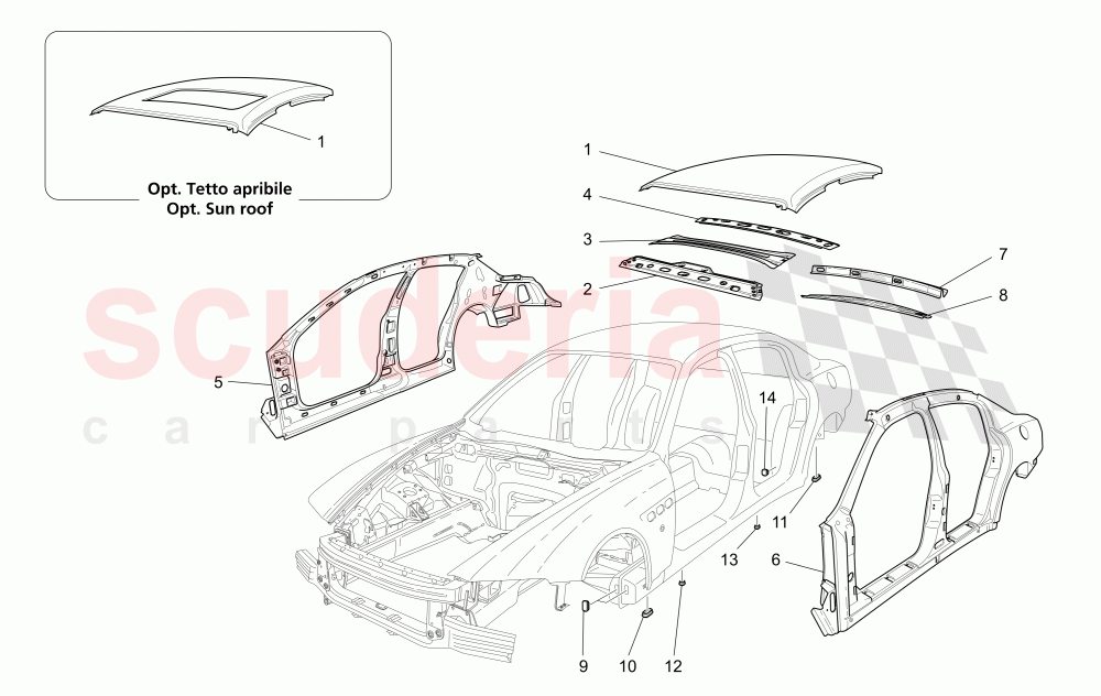 BODYWORK AND CENTRAL OUTER TRIM PANELS of Maserati Maserati Quattroporte (2003-2007) DuoSelect